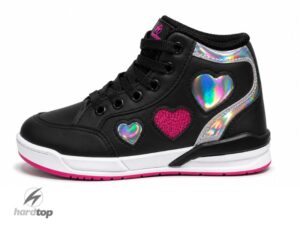 Bota urbana de ecocuero negro/rosa