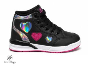 Bota urbana de ecocuero negro/rosa