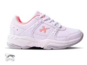Zapatilla deportiva de ecocuero blanco/rosa