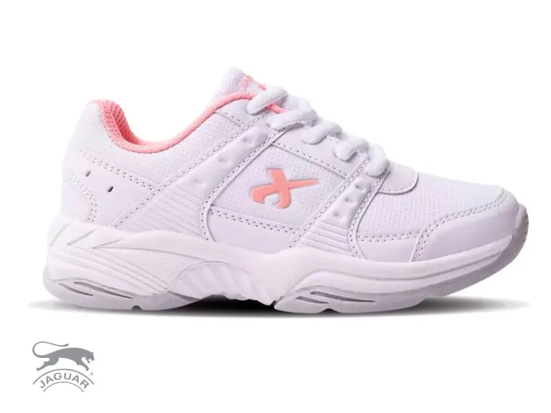 Zapatilla deportiva de ecocuero blanca/rosa jaguar
