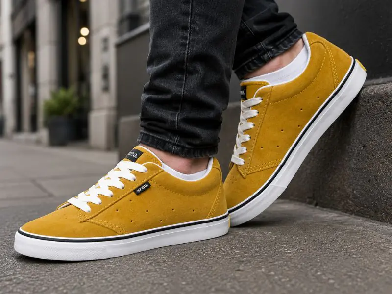 Zapatilla urbana de gamuza mostaza - Imagen 3