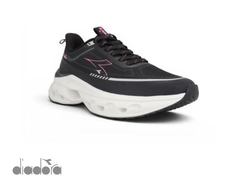 Zapatillas Deportivas Diadora Veloce en Negro y Rosa - Imagen 2